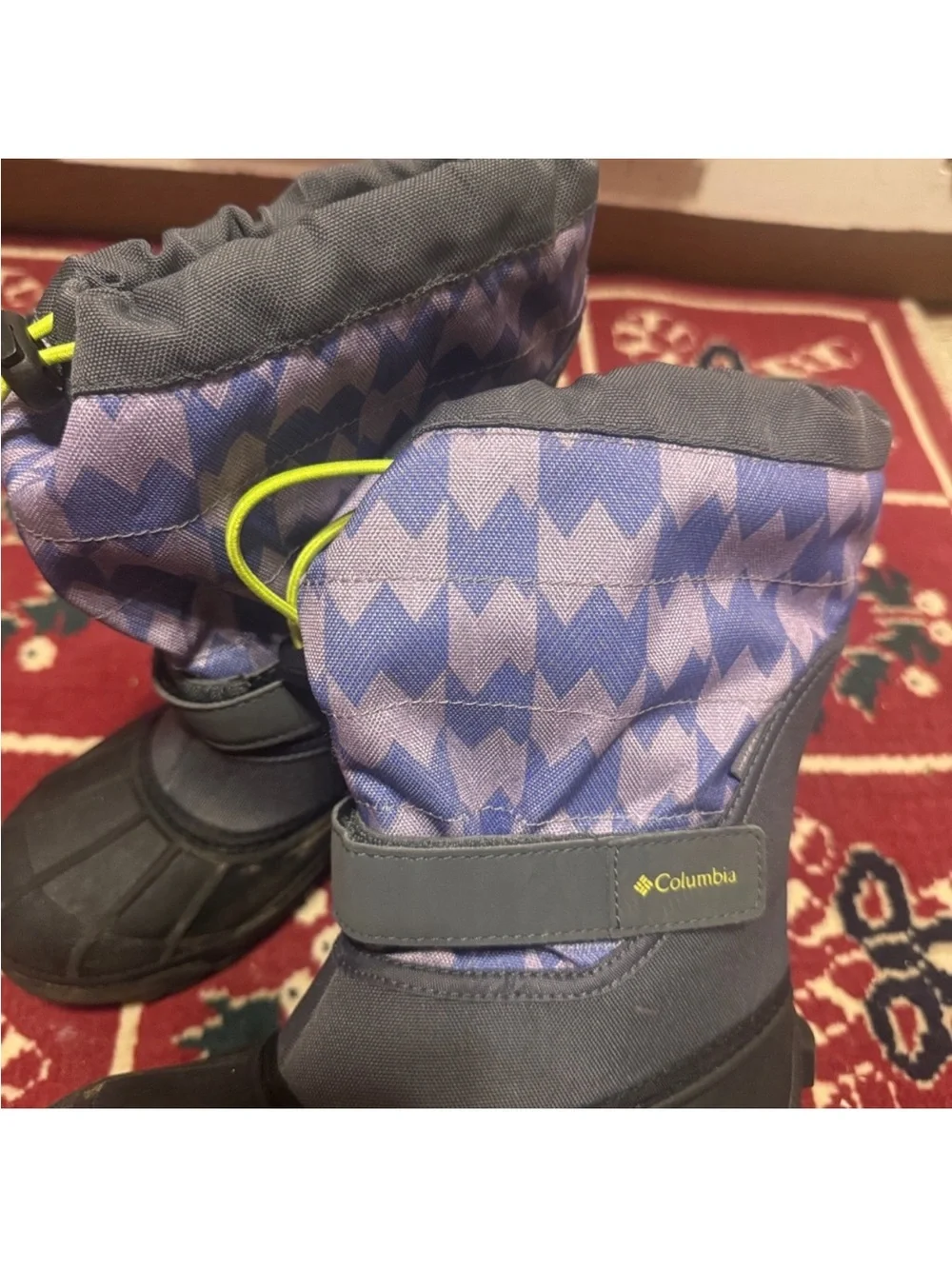 Columbia Kids Gray and Purple Patterned Snow Boots